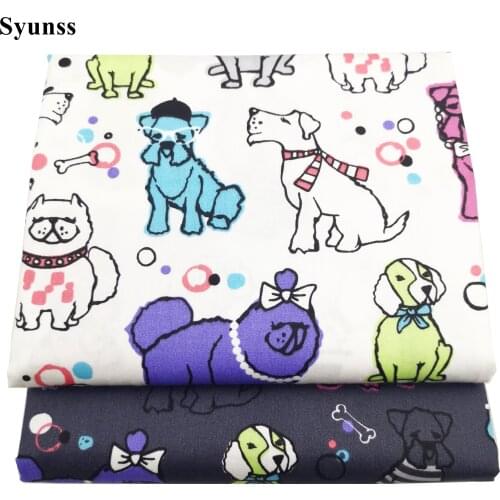 Syunss New Colors Pet Dog Printed Cotton Fabric for Diy Patchwork Quilting Baby Cribs The Cloth Cushions Blanket Sewing Tissus
