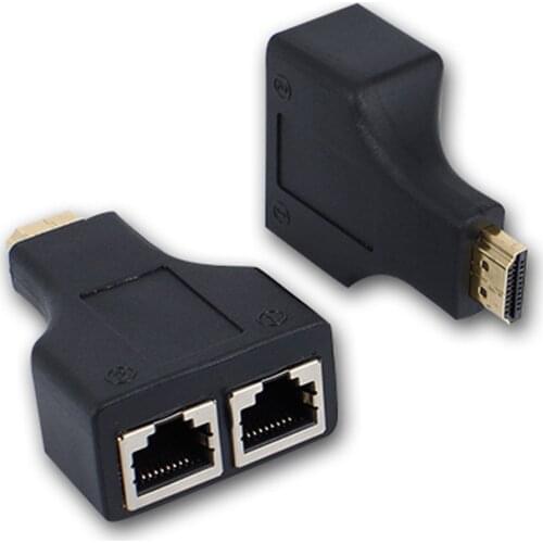 HDMI Extender for 30M HDMI Cable HDMI 1.4 Male To Dual Port RJ45 Female Cable Adapter by Cat 5e/6 1080p For HDTV HDPC PS3 STB