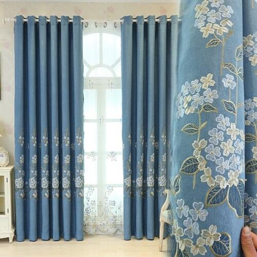 European-style Living Room Bedroom Water-soluble Embroidered Curtain Yarn Shooting Star Linen Not Hollow Blackout Curtains