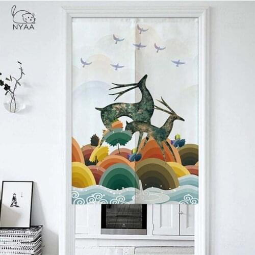 Chinese Peacock Pattern Door Curtain Cartoon Animal Partition Curtain Home Kitchen Toilet Japanese Noren Feng Shui Curtain