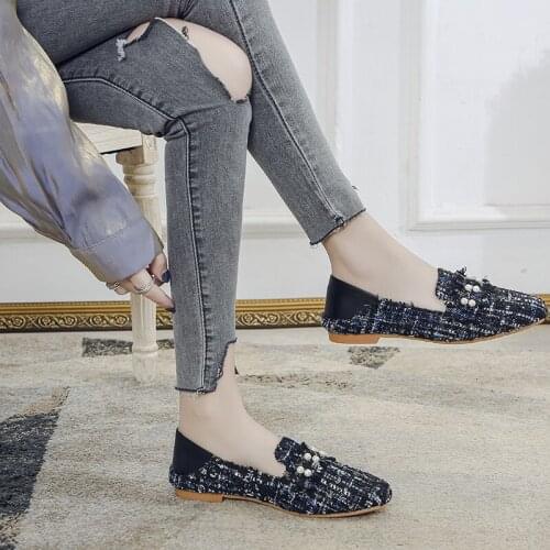 Women flat shoes 2020 spring Fashion suede plaid comfortable flat non-slip trend elegant little fragrance platform shoes U19-69