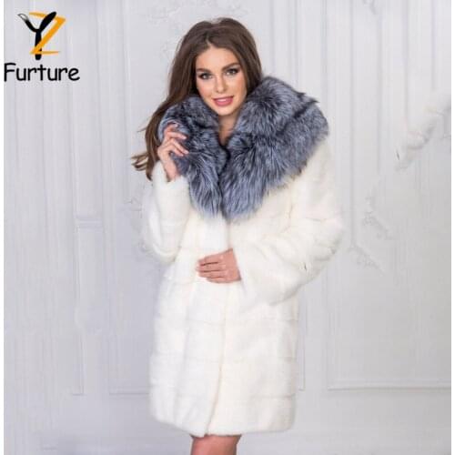 Women Fashion Nature Full Pelt Winter Mink Fur Coats Jackets Outer Overcoat With Fox Hood Female Jackets Womens Winter Coats