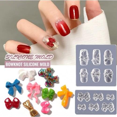 1pcs Nail Carving Mold Nail Art Mold 3D Bowknot Bear Butterfly Silicone Mould DIY Nail Decorations Molds Nail Art Templates