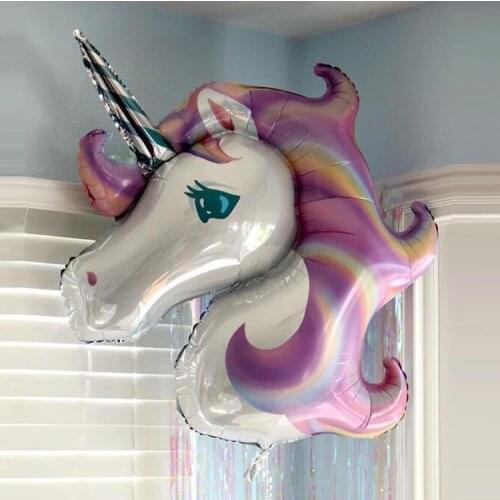 10pcs/lot 33inch Unicorn Pony Brand Fancy Wedding Birthday Party Decoration Aluminum Foil Air Balloons Kids Take-home Favor Toy