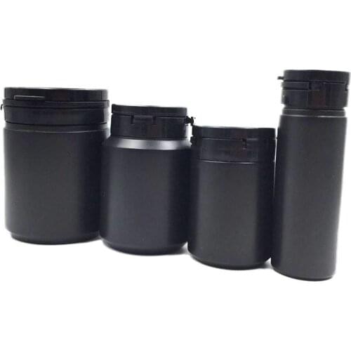 12pcs 60ml 100ml 150ml HDPE Black Capsules Medicine Bottles with Tear-off Cap