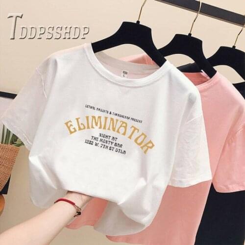 2019 Short Sleeve Alphabet Printing Women T Shirt Round Neck Female Tee Shirts