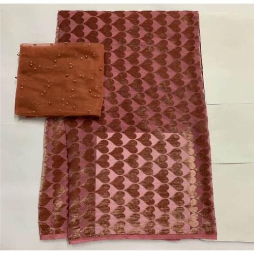 2020 High Quality African Printed Velvet Fabric 5+2 Yards/Set for Sewing Material to Women Dress.L99272