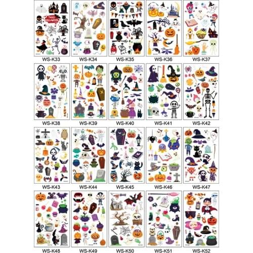2021 Halloween Tattoo Stickers Kids Cartoon Waterproof Carnival Party Diy Trick Or Treat Party Boo Happy Halloween Party Decor