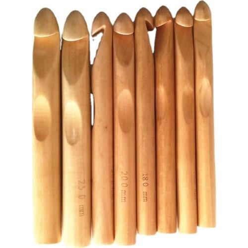 25mm solid wood crochet hooks crochet Wood Bamboo Knitting Needles Pins for Thick Yarn DIY Crafts Sewing Knitting weaving