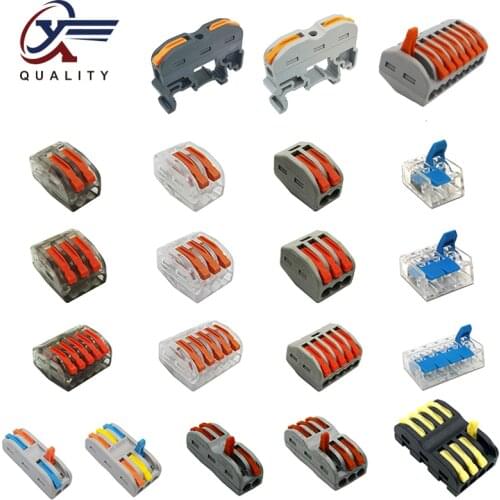 30/50/100 pcs) PCT-222 mini fast wire Connectors Universal Compact Wiring Connector push-in Terminal Block PCT-212 213 214 215