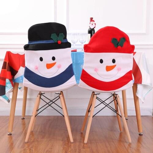 40*58cm Snowman Wearing A Hat Family Chair Cover Christmas Theme Home Decor High-Grade Flannelette Xmas Soft Chair Cover Cut