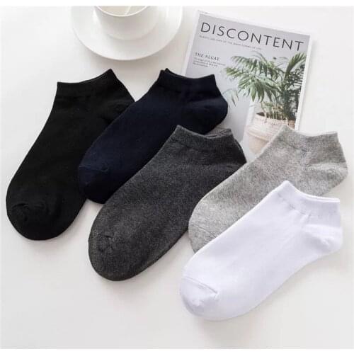 5 Pairs / lot Summer Men socks Cotton large size 38-45 high quality pure color sweat-absorbing invisible breathable boat socks