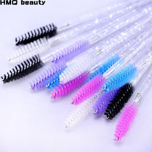 50Pcs Disposable Crystal Eyebrow brush Diamond Handle Mascara Wand Applicator Eye Lashes Cosmetic Brushes Eyelash Extension Tool