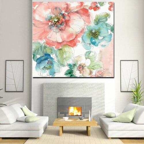 Watercolor Minimalist Poppy Artist Orchid Abstract Oil Painting Poster Print Canvas Wall Picture for Living Room Cuadros Decor