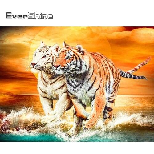 Evershine 5D Diamond Painting Full Drill Square Animals Cross Stitch Diamond Embroidery Sale Tiger Rhinestones Pictures Beadwork