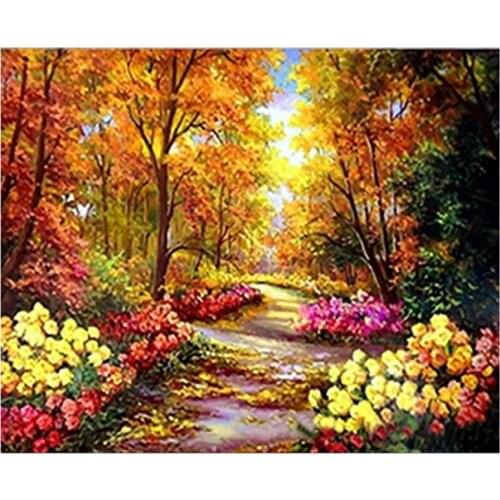 DIY Full Diamond Autumn Leaves Landscape Diamond Painting Cross Stitch Decorative Painting Home Decoration Painting