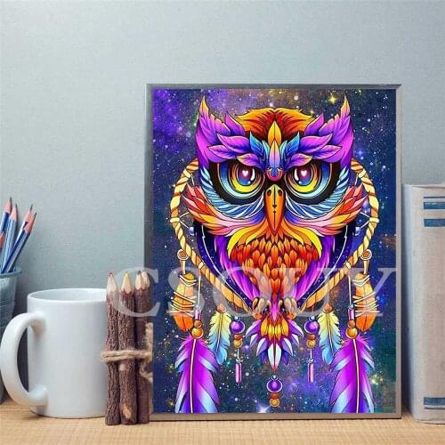 Diy Diamond Painting Cross Stitch Animals Owl Color Full Square Round Diamond Embroidery Home Decor Mosaic Needlework Home Decor