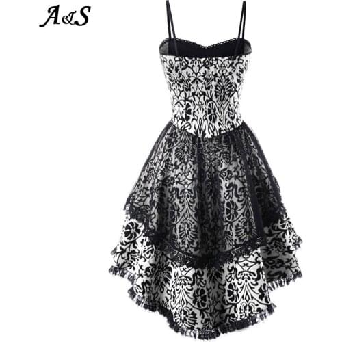 Anbenser Gothic Vintage Lolita Dress Female JSK Lace Patchwork Dresses Victorian Bandage Spaghetti Strap Womens Dress Plus Size