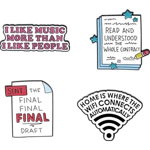 Sticky Note Lapel Pins Cartoon Letters Enamel Badges Womens Anime Brooches For Backpack Cute Hijab Pin Decorative Badges Brooch