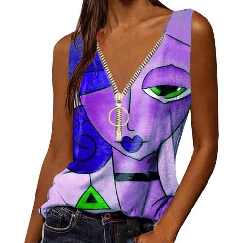 Women’s Fashion Print Blouses V-neck Sleeveless Summer Tops For Women 2021 Blouse Cotton Off Shoulder Top Summer Рубашка Женская