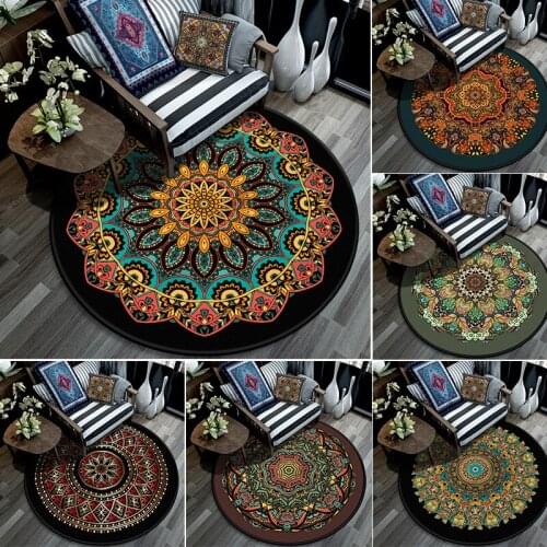 Bohemia Circle Rug Ethnic style round carpet floor mat mandala flower carpet living room bedroom kids crystal velvet home Dec