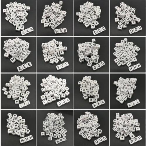 10x10mm 20pcs Square Shape Alphabet 26 Letter Beads Charms Bracelet Necklace For Jewelry Making Bead Accessories