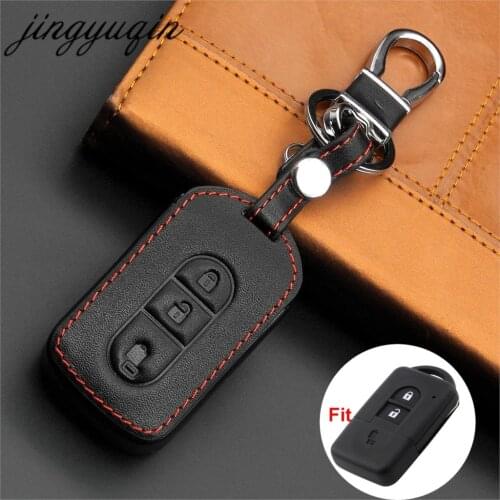 Jingyuqin 3 Buttons Fob Shell Car Key Leather Case Cover for Nissan Tiida Note Navara Qashqai Micra Juke X-Trail Pathfinder