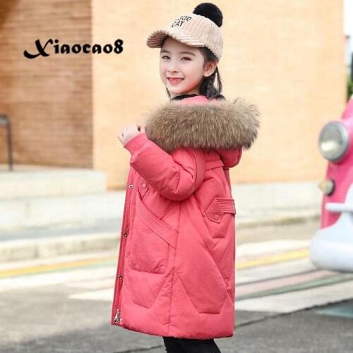 Childrens Winter Down Cotton Coat Teenage Girls Solid Parka & Coats Kids Thicken Warm Long Jackets Toddler Hooded Outerwear8 12