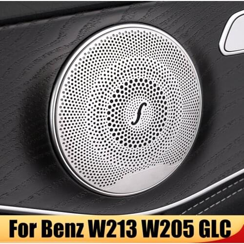 For Mercedes Benz AMG C E Class W205 W213 X253 GLC 4pcs Stainless Car Door Audio Speaker Decor Cover Loudspeaker 3D Trim Sticker