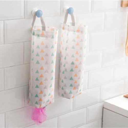 Home Grocery Bag Holder Wall Storage Dispenser Kitchen Organizer Oxford Cloth Hanging Garbage Storage Packing Pouch Hanging Bags