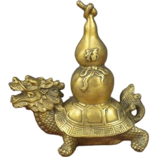 China old Bronze statue decorate Tortoise beasts Feng Shui worship gods