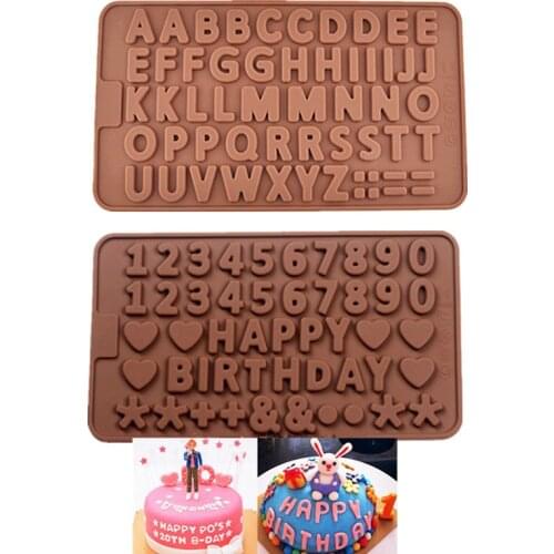 Beautiful Numbers 3D Silicone Mold with Stick Hole Cookware Dining Bar Non-Stick Cake Decorating Fondant Mold