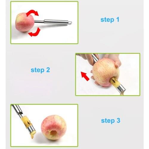 Useful Apple Corer Kitchen Supplies Stainless Steel Fruit Core Seed Remover Easy Watermelon Knife Tool