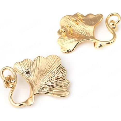 4PCS 29*29MM 24K Champagne Gold Color Brass Tree Leaf Leaves Connect Charms Pendants High Quality Jewelry Accessories