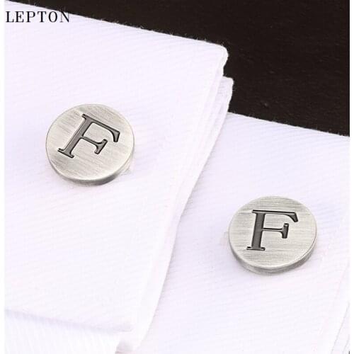 Lepton Letters of an alphabet F Cufflinks For Mens Classic Antique Silver plated Letters F cuff links Men shirt cuffs Cufflink