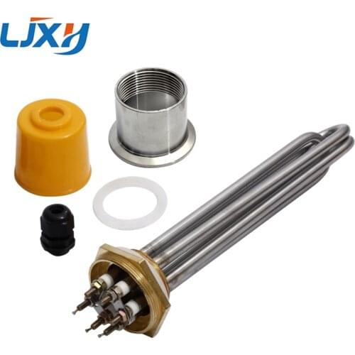 LJXH DN40 Water Heater Heating Element with 304SS Head Nut Copper Thread 220V/380V Power 3KW/4.5KW/6KW/9KW/12KW for Water Tank