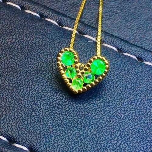 Love Heart Emerald necklace pendant Free shipping Natural real emerald 925 sterling silver gemstone For men women