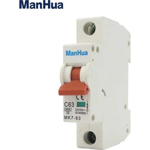 ManHua MK7-63 6000A EU Standard construction 1P ~230/400V 6A 16A 20A 32A 63A CE Certificate breakers Mini Circuit Breaker