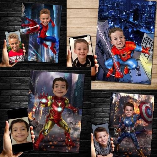 Marvel Spider Man Iron Man Captain America Custom Canvas Poster For Kid Room Decor Custom Personalized Printing Picture Wall Art