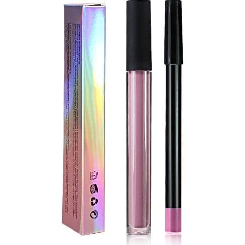 21 Color Private Label Matte Lipstick&Lipliner Kit Super Pigment Long Lasting Smooth Makeup Liquid Lipgloss Lip Liner Set Custom