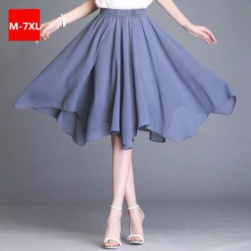 Fashion Asymmetry sexy chiffon skirts,10 colors plus size Korea school sweet skirts,Big size 5XL 6XL 7XL streetwear party skirts