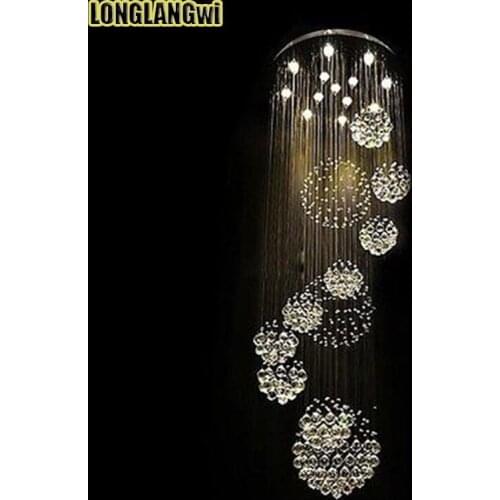 New large modern LED K9 chandeliers crystal hotel staircase lighting Dia80*H300CM