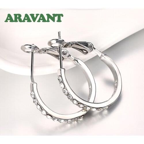 New Fashion Silver Plated Charm Hoop Earrings For Women Wedding Ear Ring Jewelry Gifts