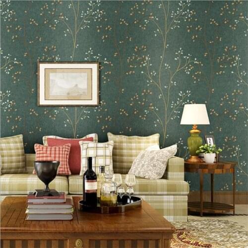 Beibehang American Retro Dark Green Leaf Wallpaper Bedroom Living Room TV Wall Background Wall Decorative House 3d Wallpaper