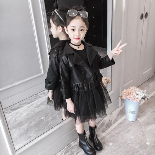 Baby Girl Clothes 2020 Autumn Baby Clothing Sets Cartoon Printing Leather Coats+Dress 2Pcs for Baby Clothes