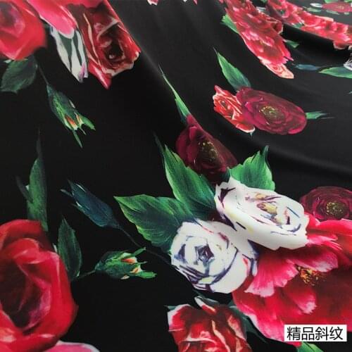 Italian Brand Peony Flower Printing Polyester Fabric Fashion Womens Shirt Cloth for Dress Fabrics by the Meter Factory Custom