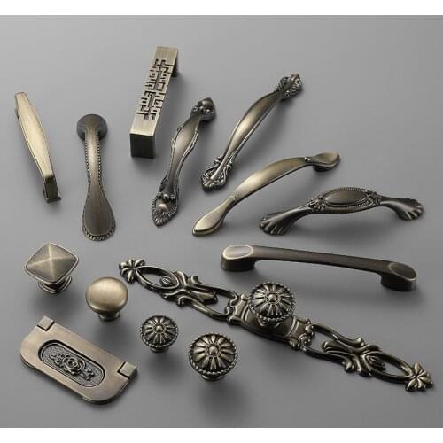 Cabinet Drawer Pull Handle Antique Brass For Furniture Cupboard Wardrobe Door Knob Round Square Shape Newest Hot Selling