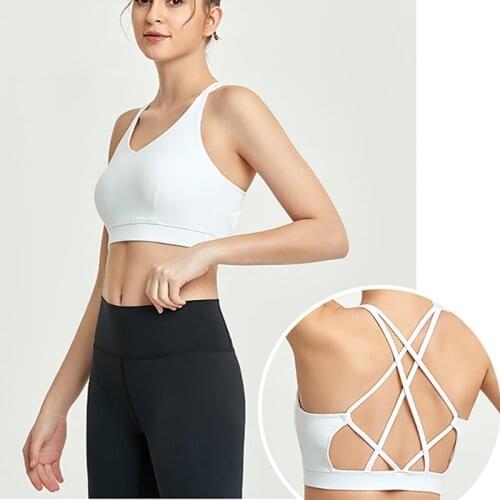 Sexy Women Hollow Sport Top Yoga Cross Back Crop Top Padded Sports Bra Push Up Fitness Women Backless Workout Active Wear