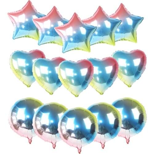 5pcs 18inch Rainbow Rose Gold Foil Helium Air Balloons Round Heart Star Shape Balloon Happy Birthday Party decoration supplies