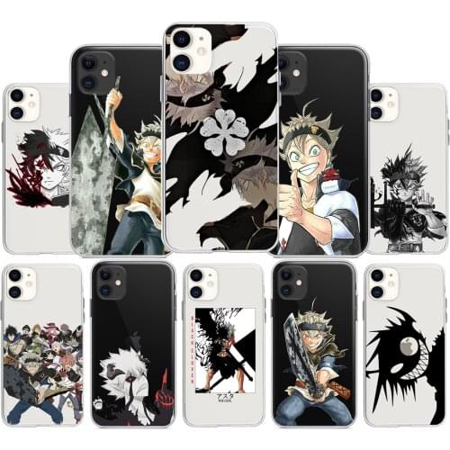 Black Clover-funda transparente de silicona para iphone, funda de silicona suave de Anime Asta Black Bull para iphone 12, 11 Pro